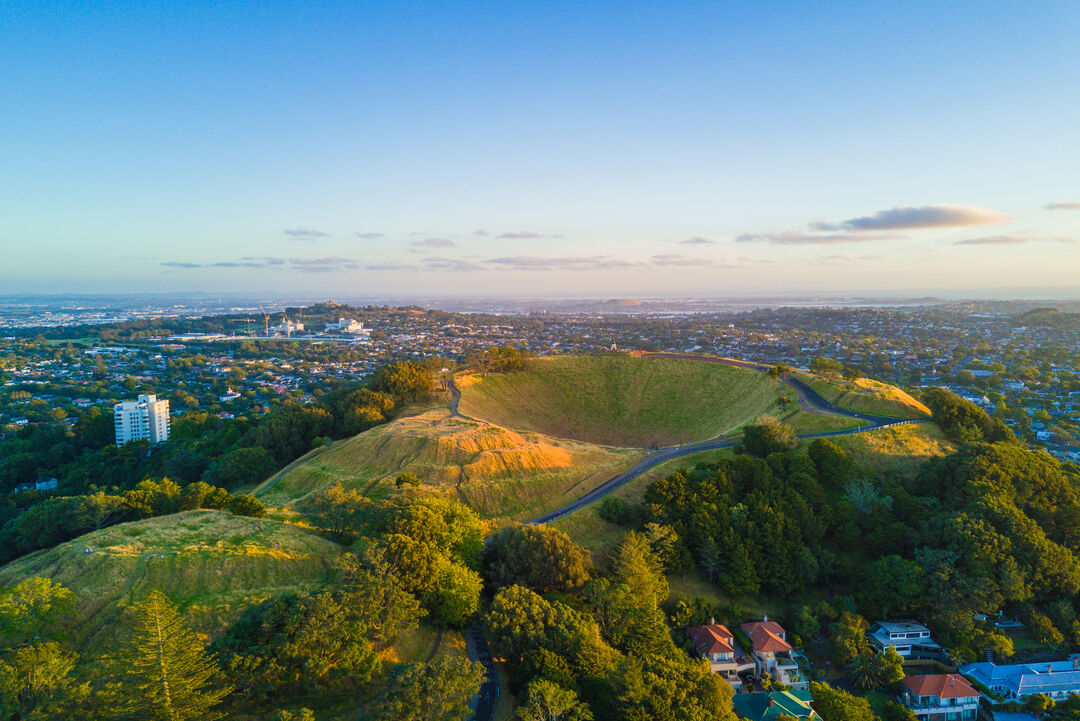 Aerial Of The Mount Eden Volcano In Auckland